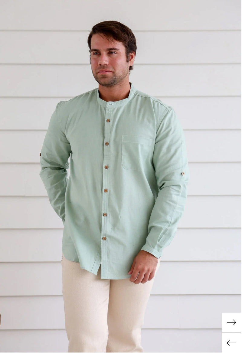 Men’s Hemp Cotton Long Sleeve Grandpa Shirt - Various Colours