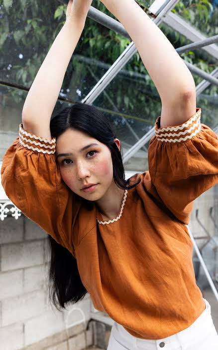 Neris - Ric Rac - Linen Top - Cinnamon