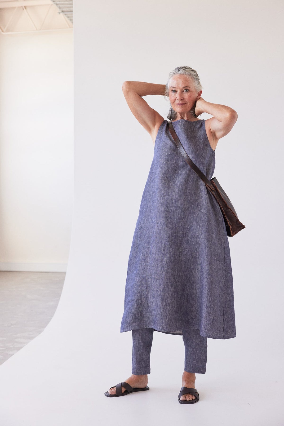 Eva’s Sunday - Asher - Sleeveless Linen Dress - Dusty Denim
