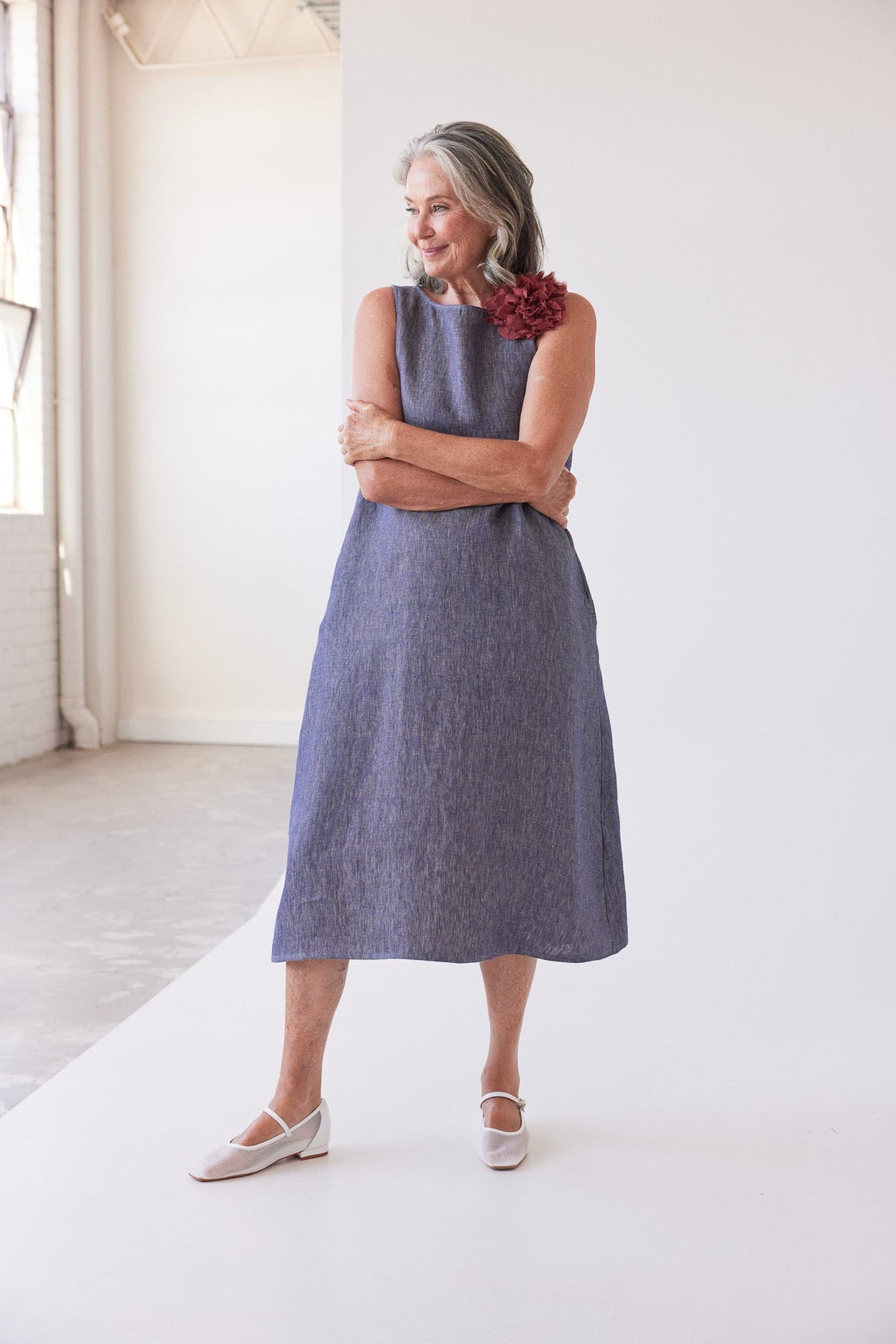 Eva’s Sunday - Asher - Sleeveless Linen Dress - Dusty Denim