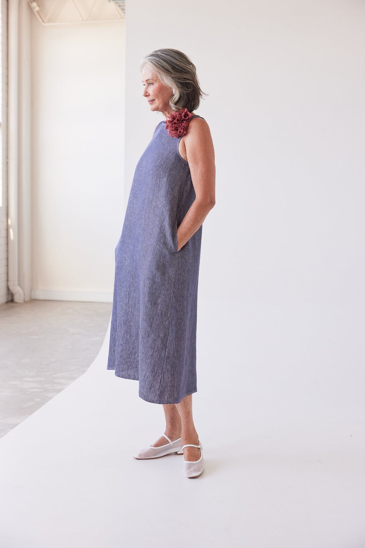 Eva’s Sunday - Asher - Sleeveless Linen Dress - Dusty Denim