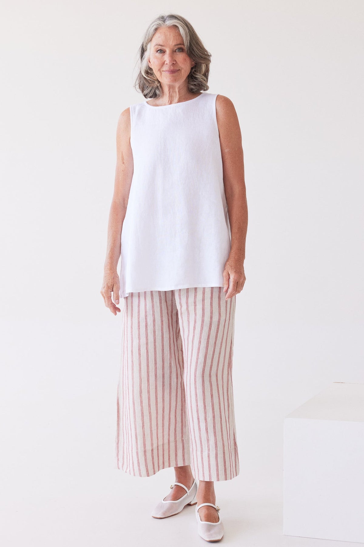 Eva’s Sunday - Asher - Sleeveless Linen Top - White