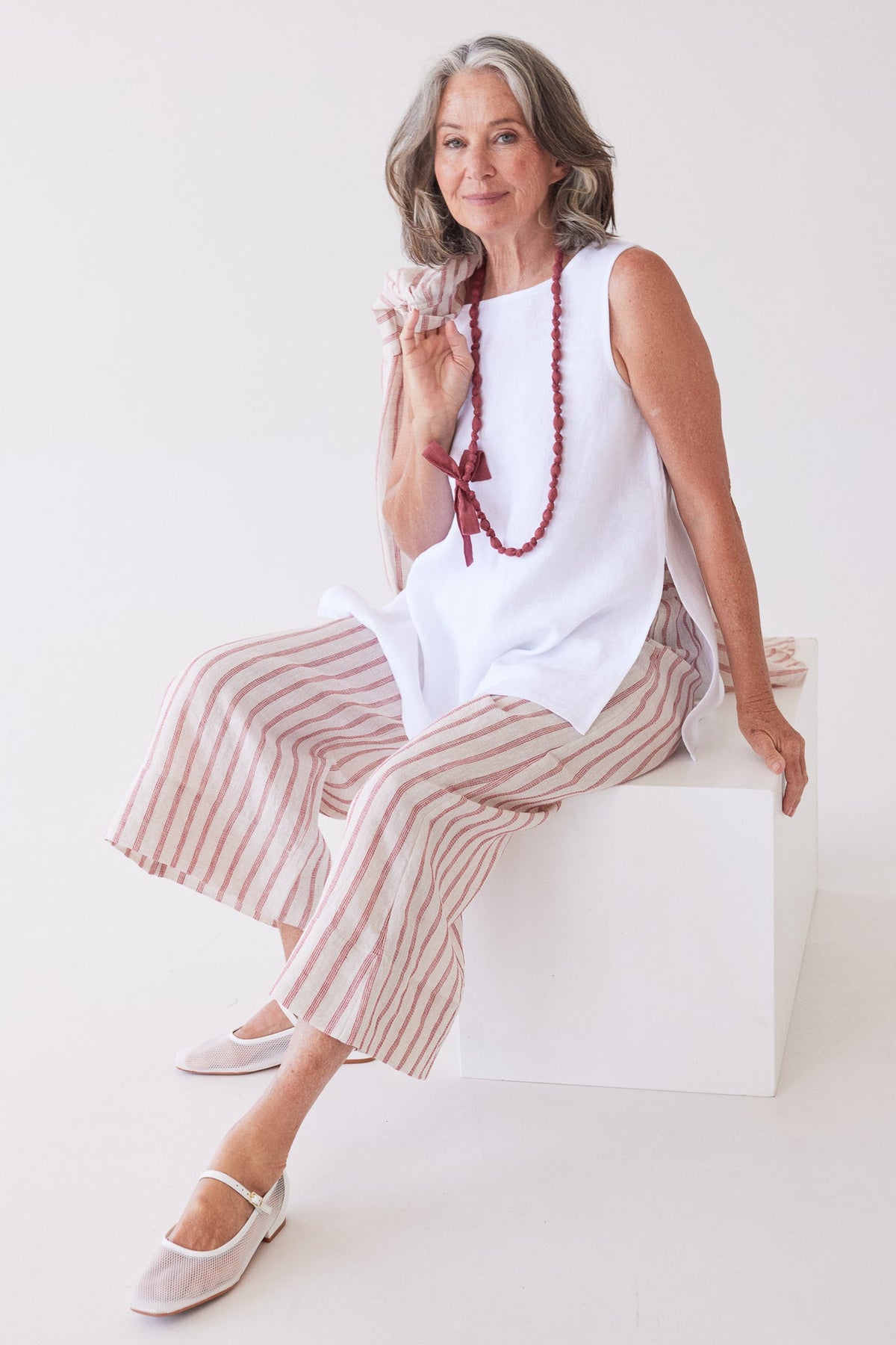 Eva’s Sunday - Asher - Sleeveless Linen Top - White