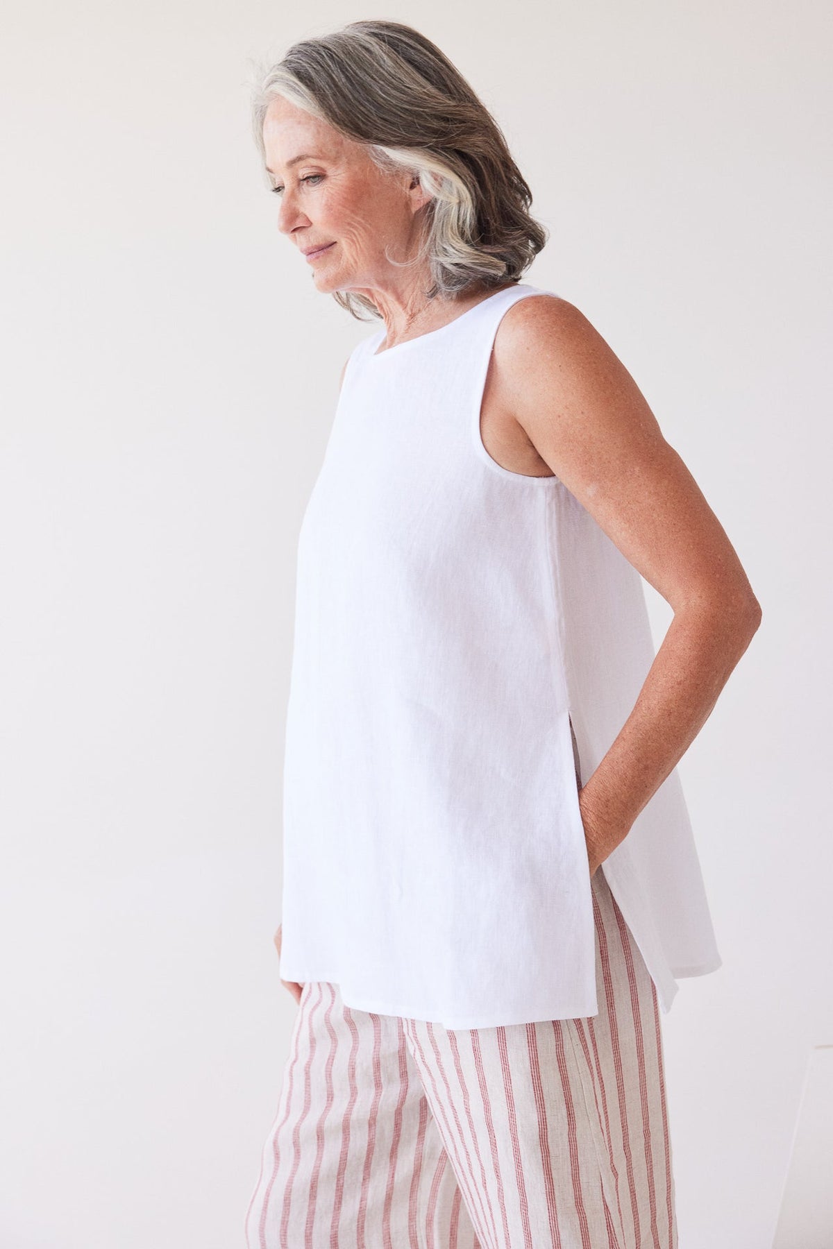 Eva’s Sunday - Asher - Sleeveless Linen Top - White