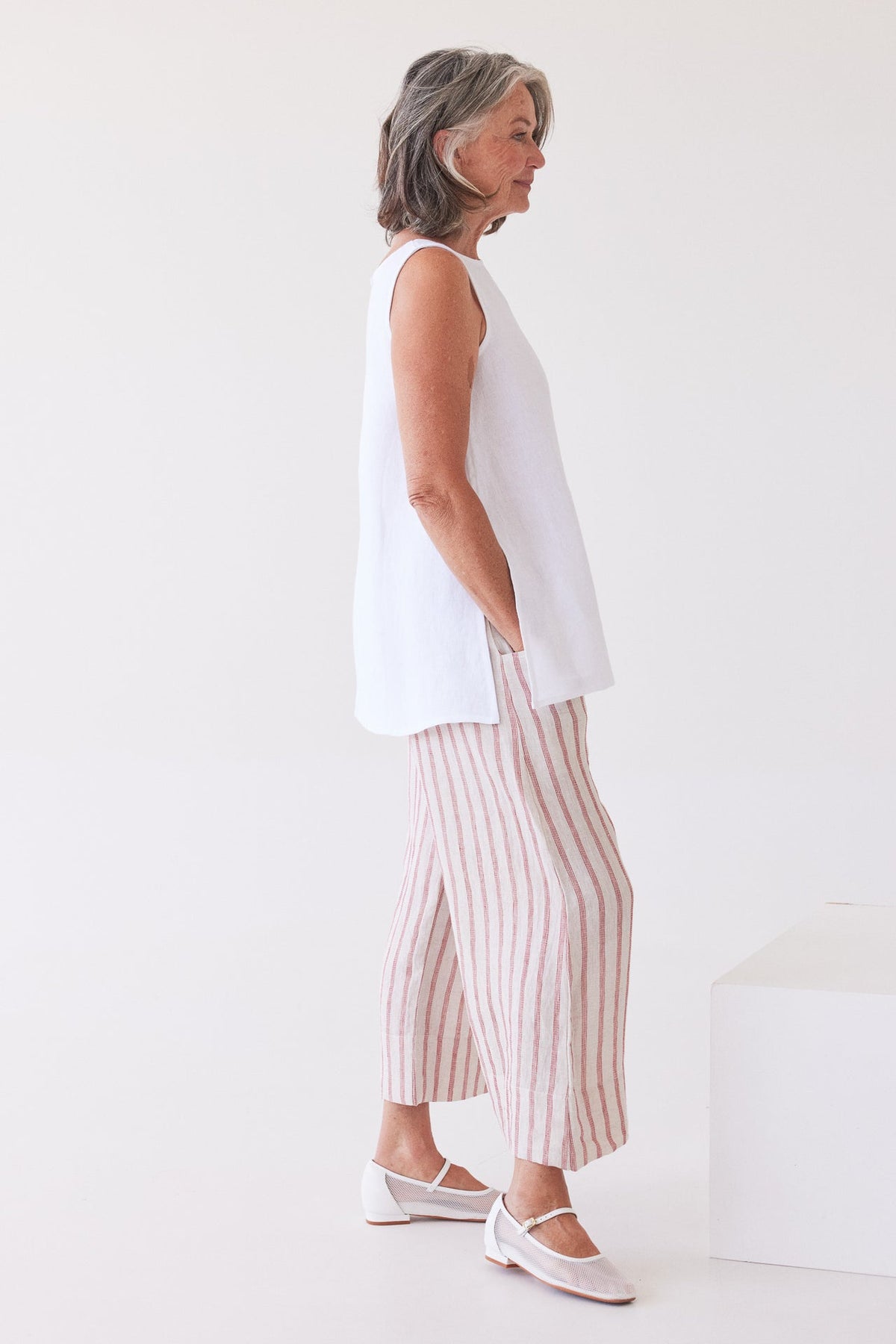 Eva’s Sunday - Asher - Sleeveless Linen Top - White