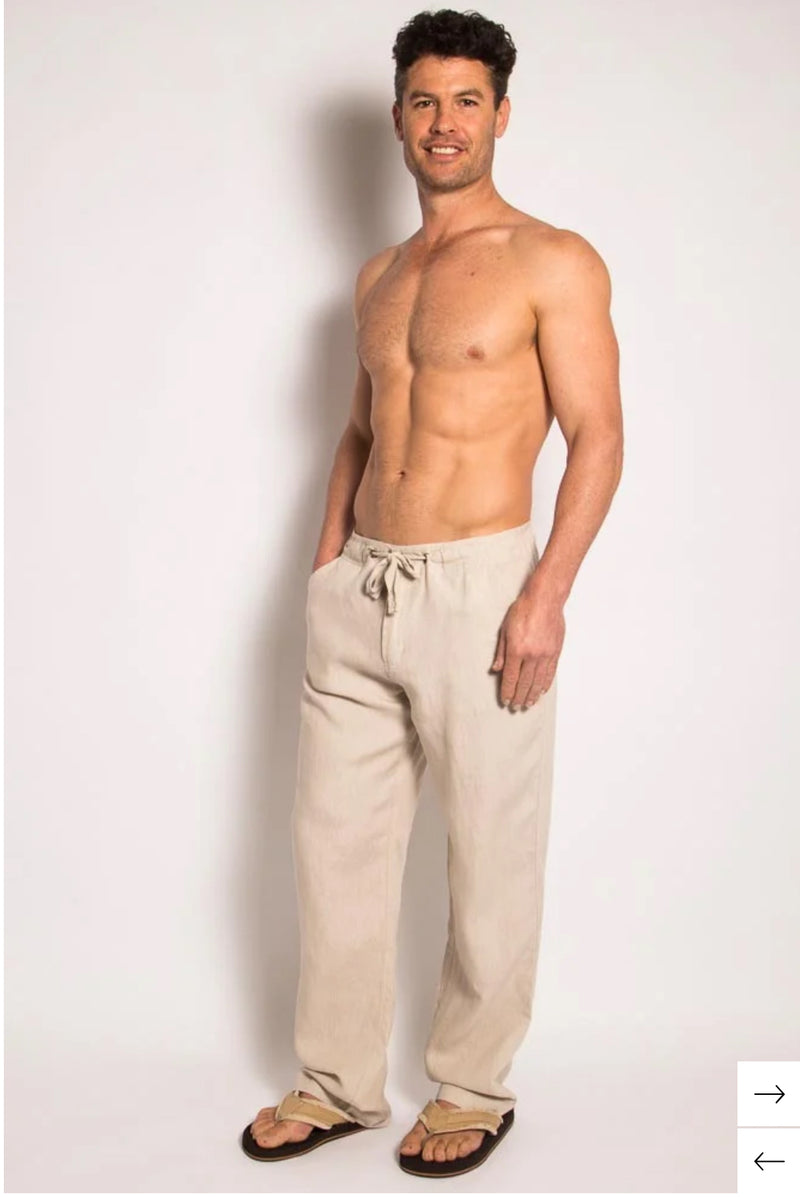 Men’s 100% Premium Hemp Relaxing Beach Pants with Draw String - Various Colours