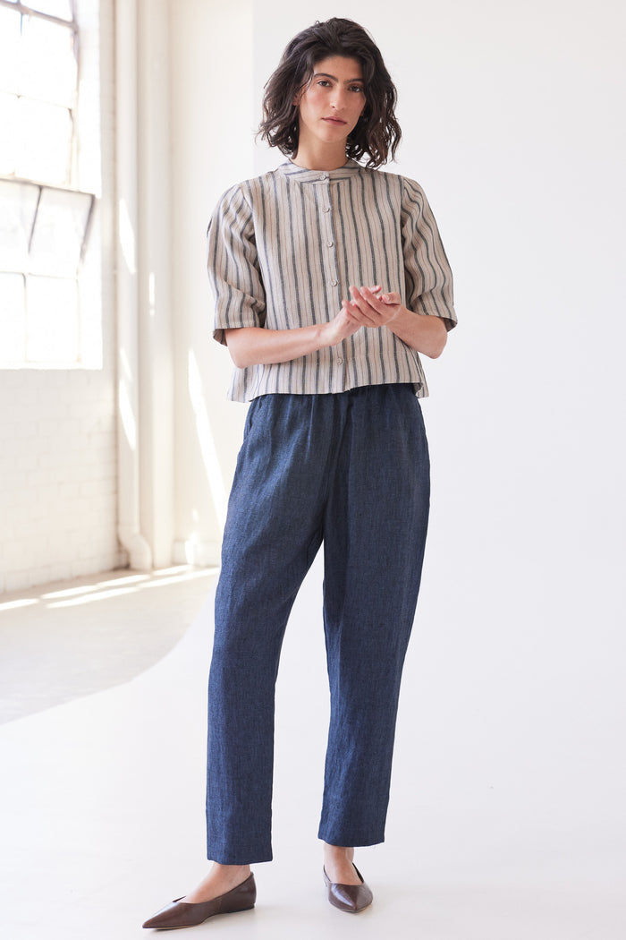 Eva’s Sunday - Leighton - Narrow Leg Linen Pant - Navy