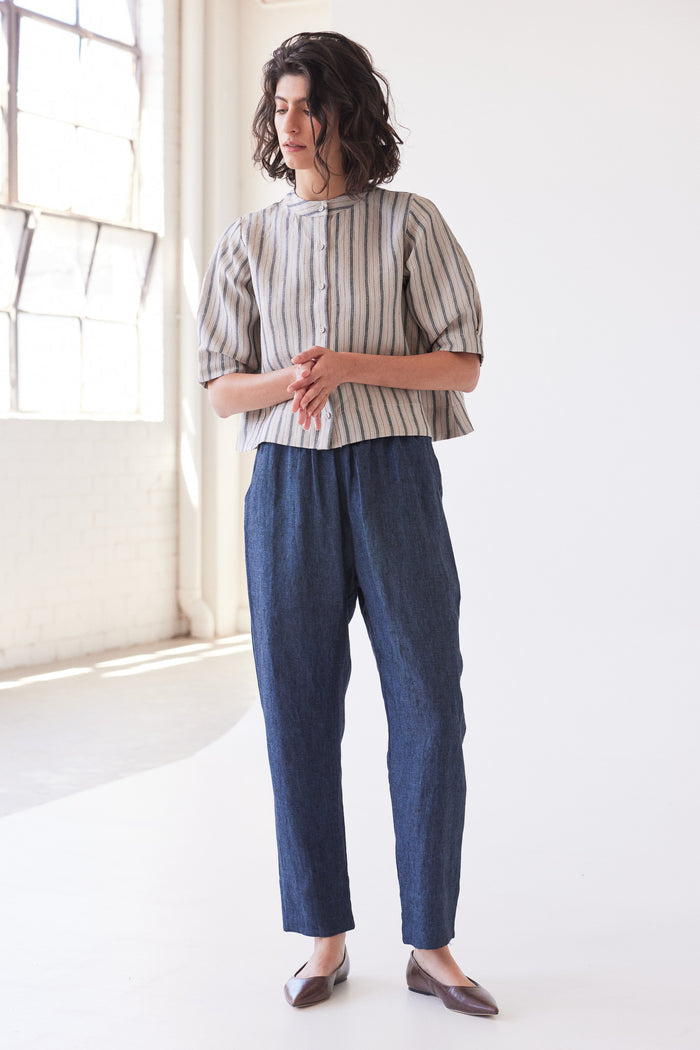 Eva’s Sunday - Leighton - Narrow Leg Linen Pant - Navy