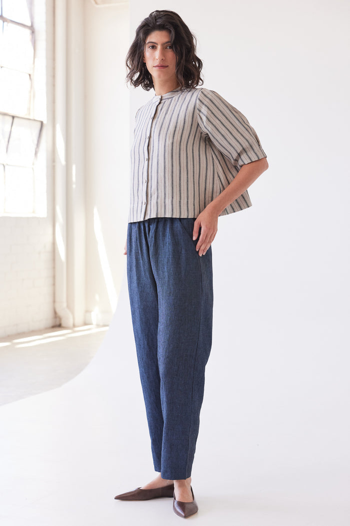Eva’s Sunday - Leighton - Narrow Leg Linen Pant - Navy
