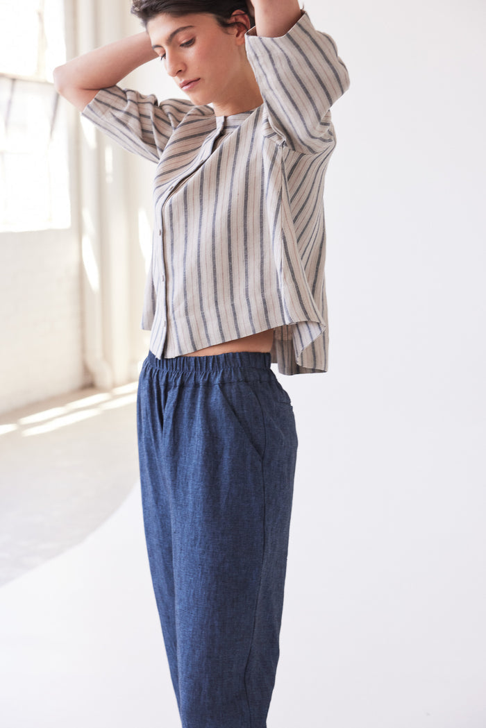 Eva’s Sunday - Leighton - Narrow Leg Linen Pant - Navy