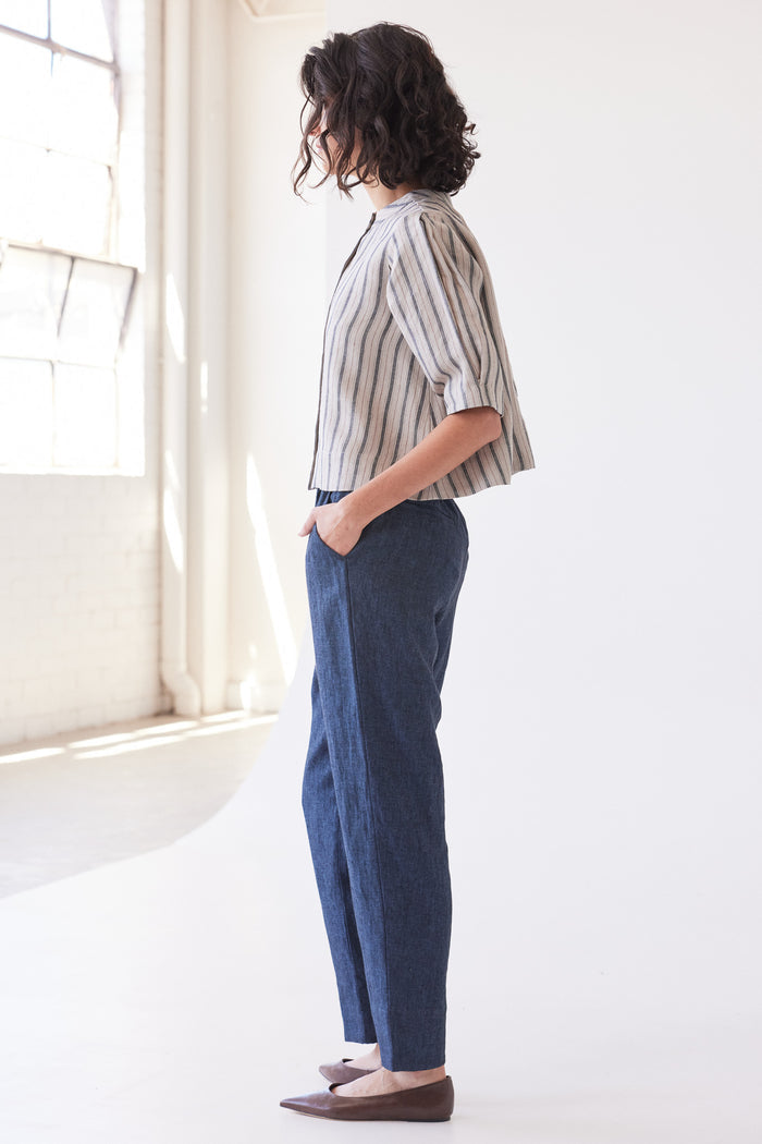 Eva’s Sunday - Leighton - Narrow Leg Linen Pant - Navy
