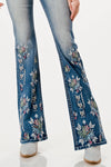 Floral Embroidery High-Waist Flare 32" Jeans