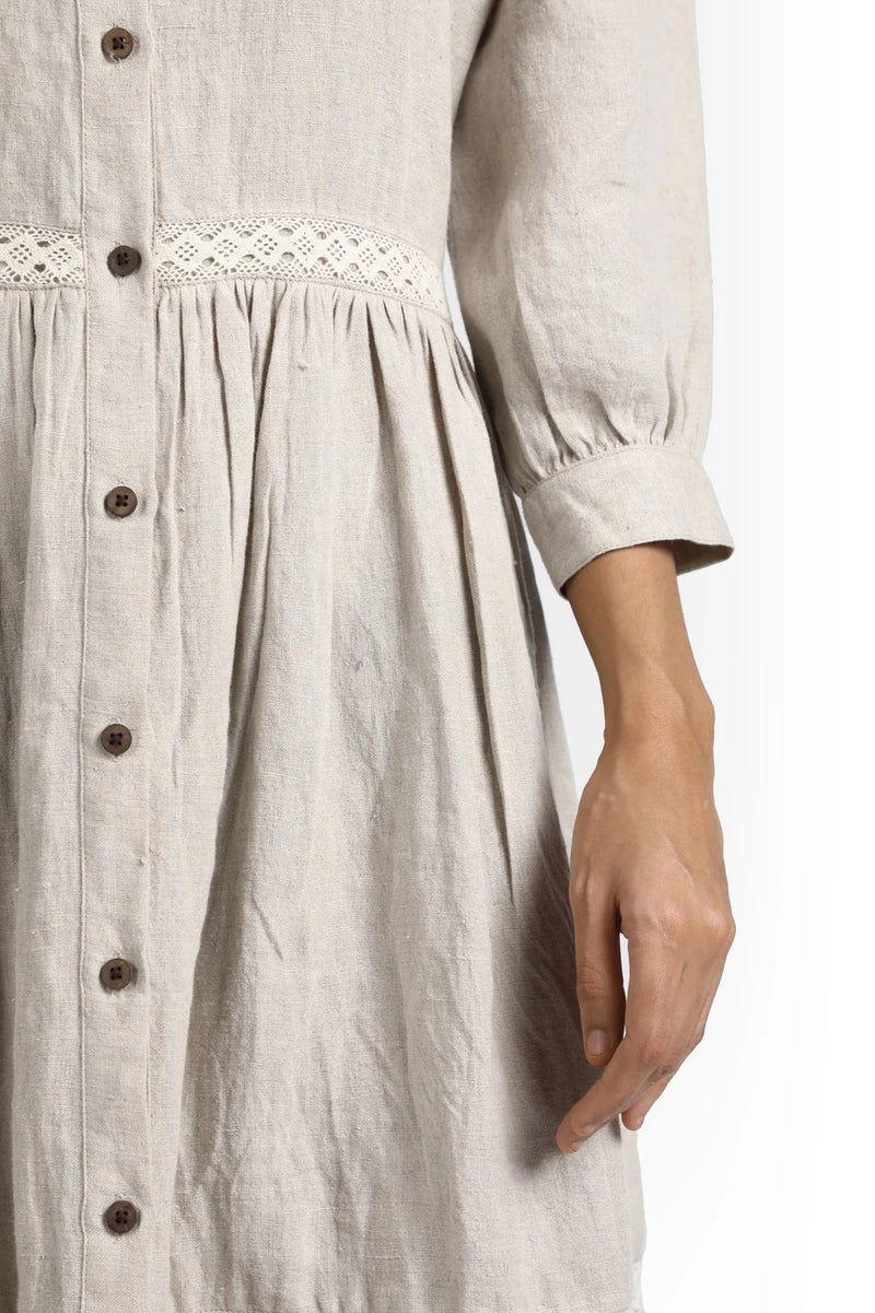 ‘April’ Linen Maxi Dress - Oatmeal