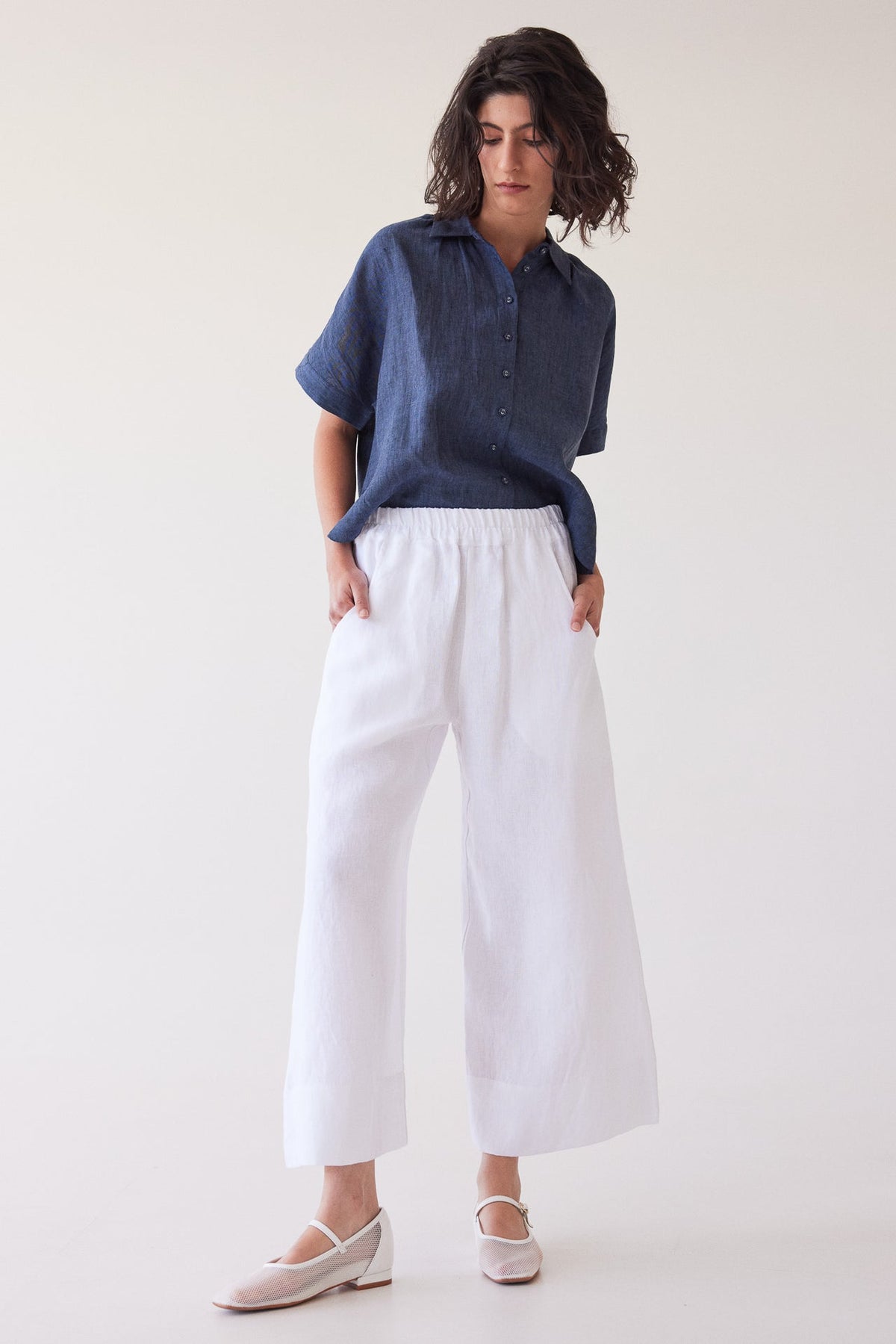 Eva’s Sunday - Oliver - Pull On Linen Pant - White
