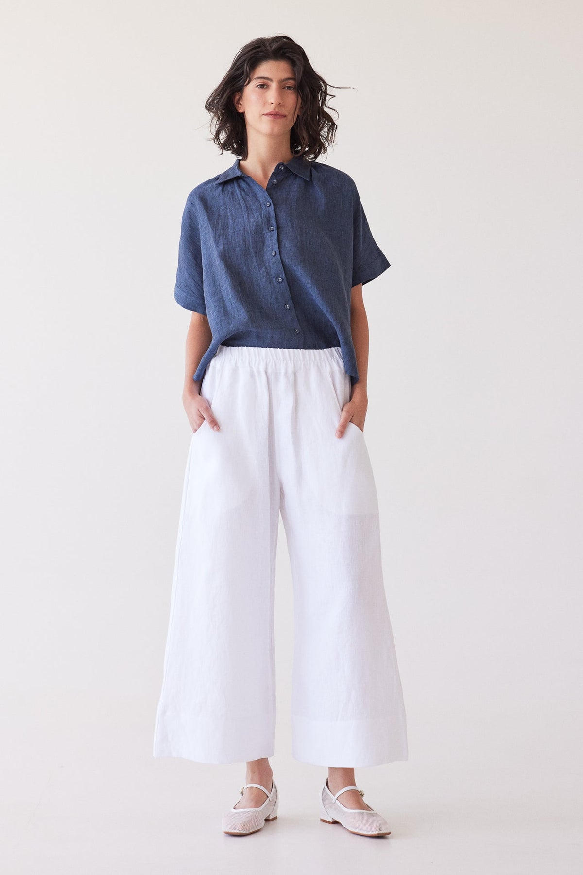 Eva’s Sunday - Oliver - Pull On Linen Pant - White