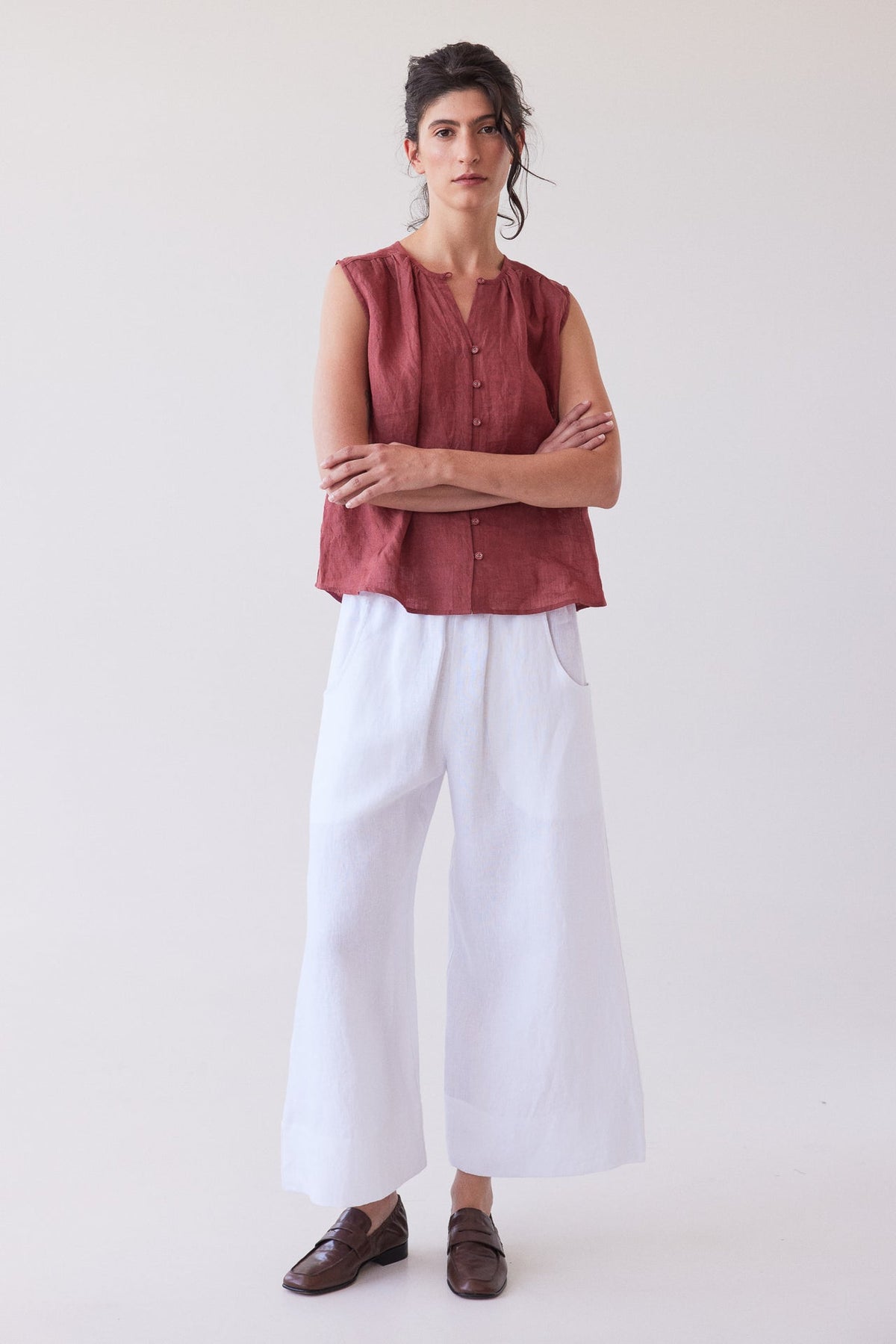Eva’s Sunday - Oliver - Pull On Linen Pant - White