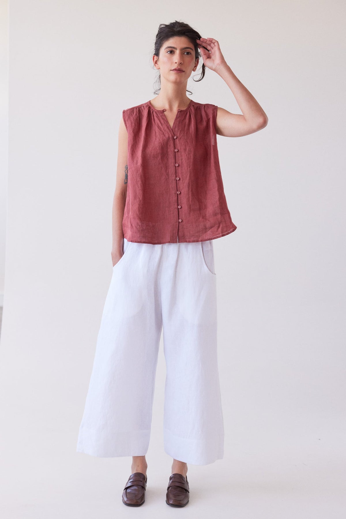 Eva’s Sunday - Oliver - Pull On Linen Pant - White