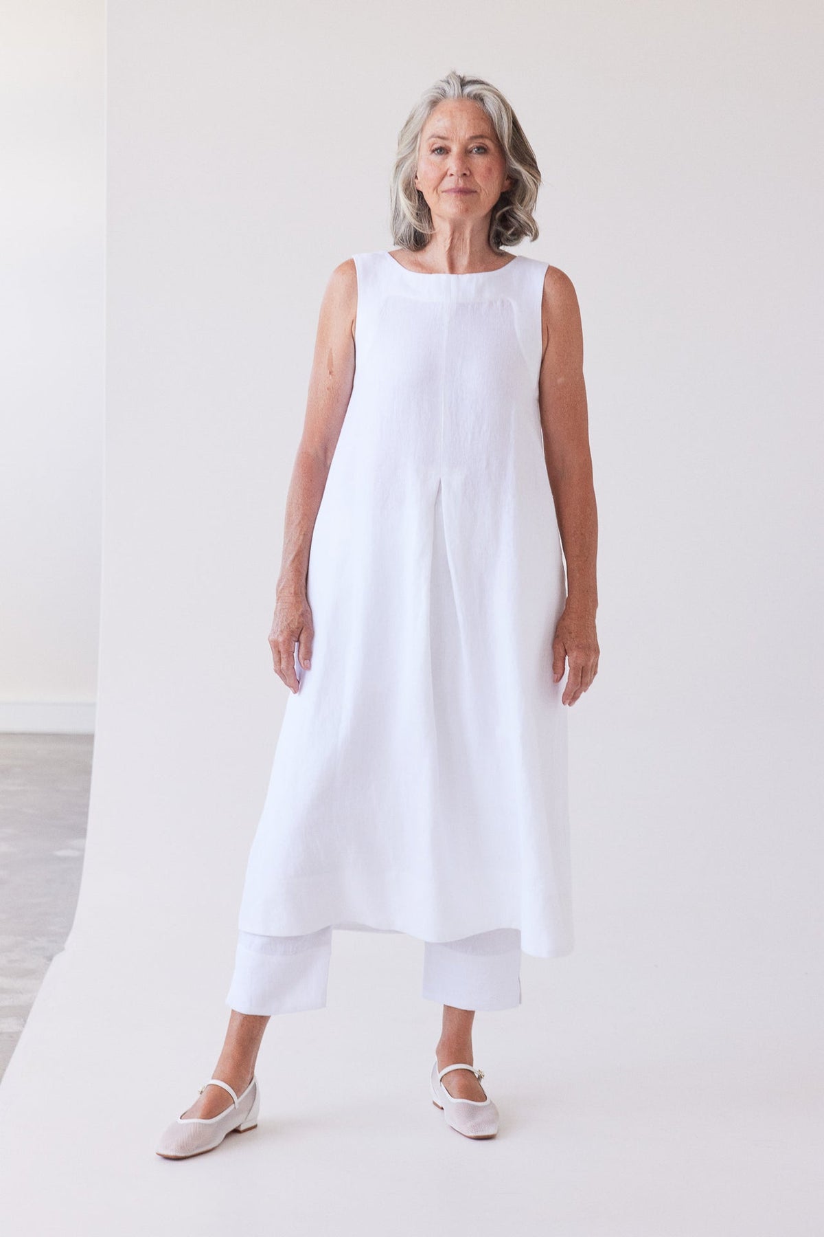 Eva’s Sunday - Paloma - Sleeveless Linen Dress - White