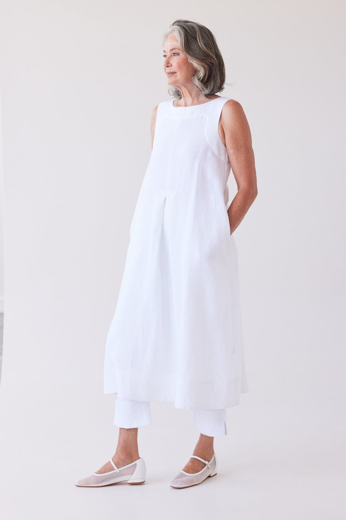 Eva’s Sunday - Paloma - Sleeveless Linen Dress - White