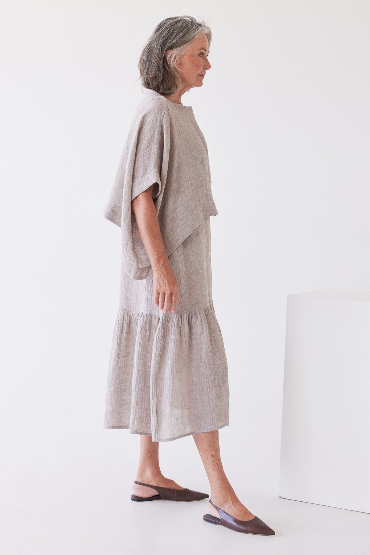 Eva’s Sunday - Tommy Layering Top - Stone Gauze