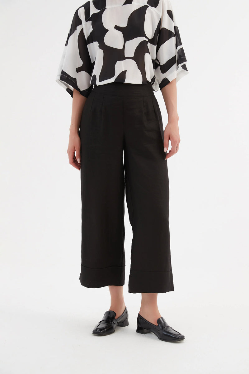 Tirelli Wide Leg Linen Pant - White