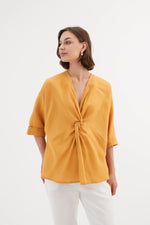 Tirelli Twist Front Linen Top - Various Colours