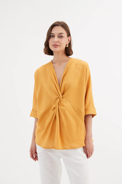 Tirelli Twist Front Linen Top - Various Colours