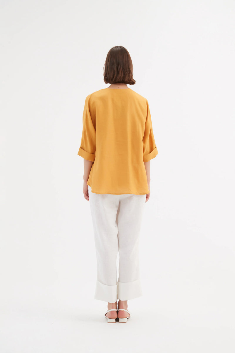 Tirelli Twist Front Linen Top - Various Colours