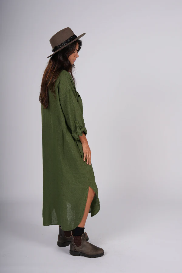 Montaigne 'Biarritz' Long Linen Shirt Dress - One Size Fits 8-16