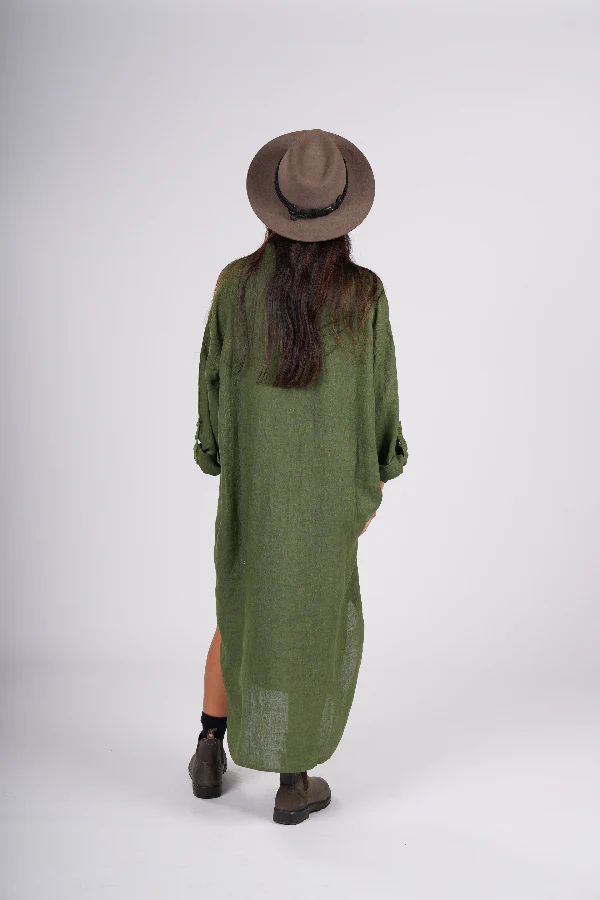 Montaigne 'Biarritz' Long Linen Shirt Dress - One Size Fits 8-16