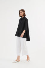 Tirelli Tiered Front Cotton Shirt - Black