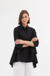 Tirelli Tiered Front Cotton Shirt - Black