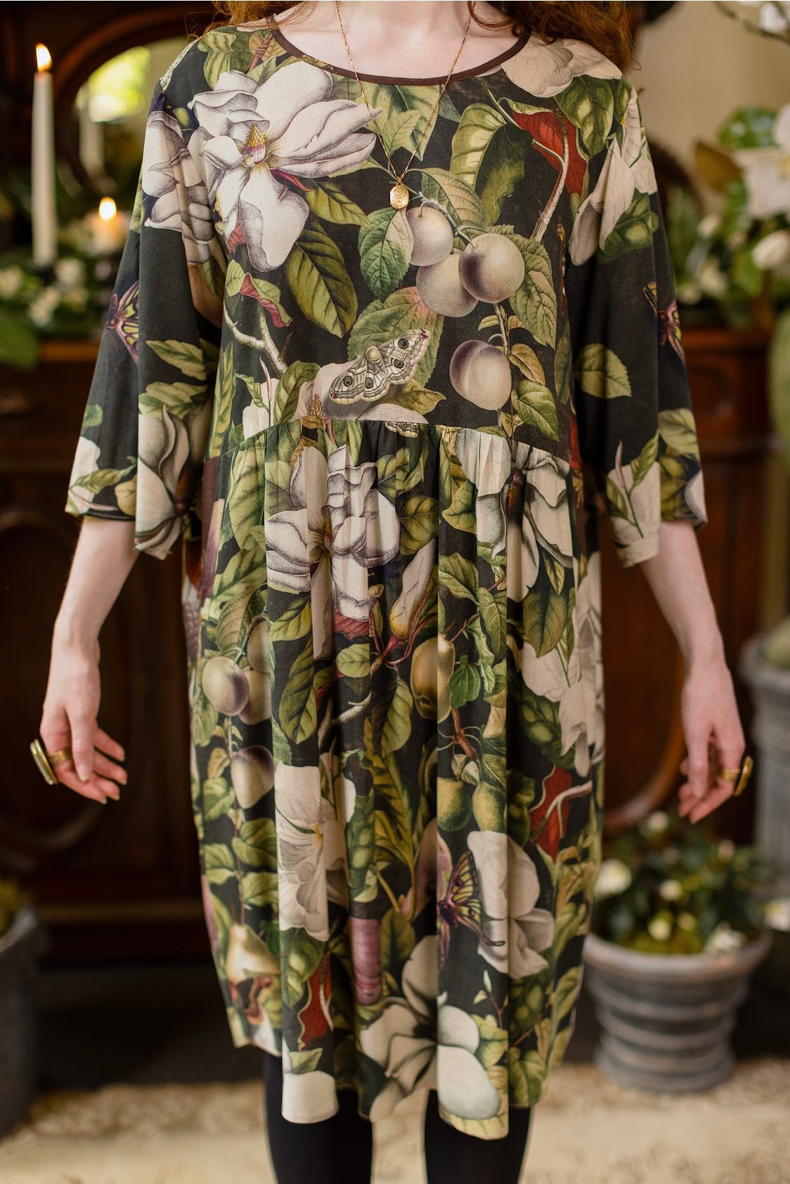 Market Of Stars - Fleur De Lune  - Artist Tunic Dress - Florals & Bees