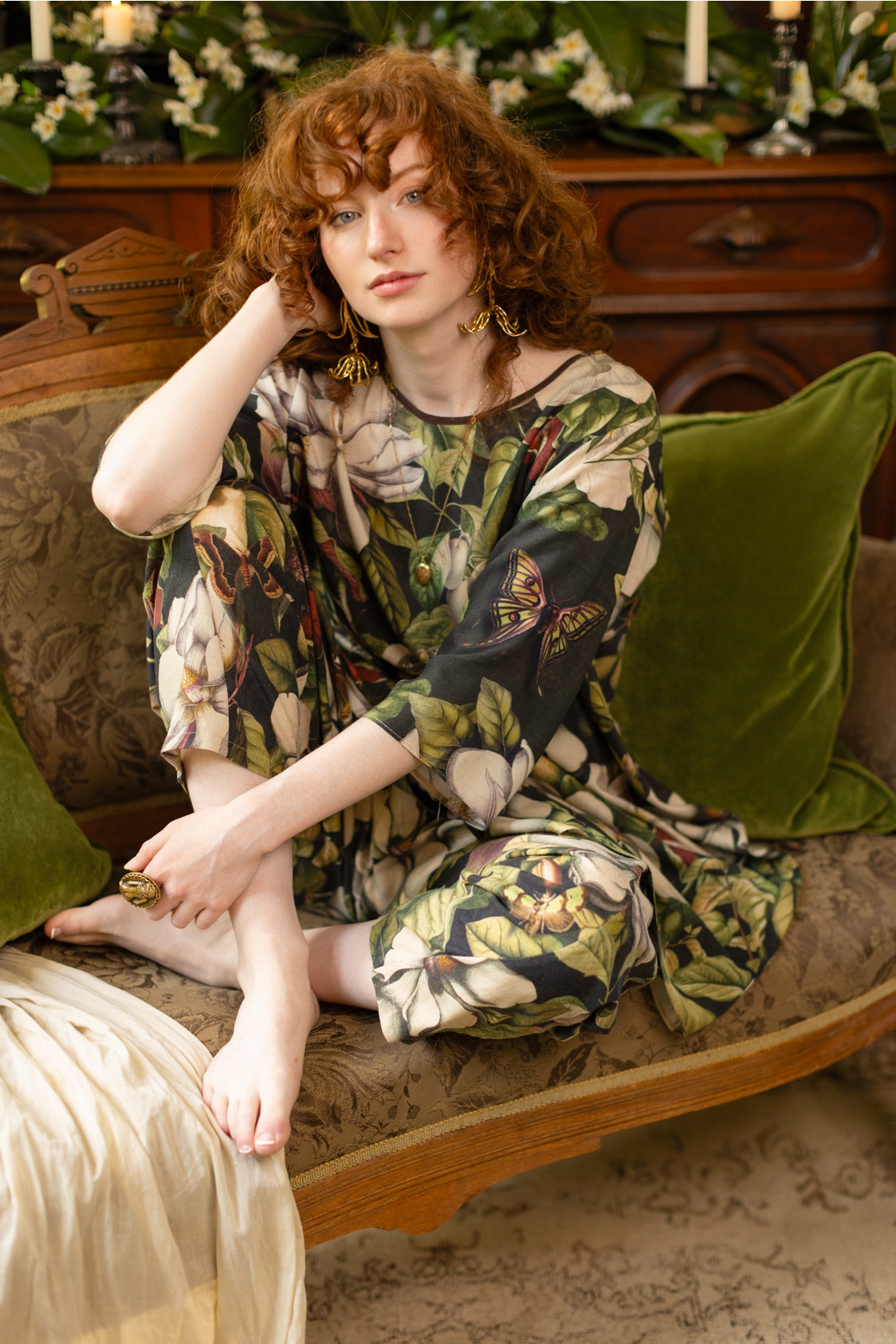 Market Of Stars - Fleur De Lune  - Artist Tunic Dress - Florals & Bees