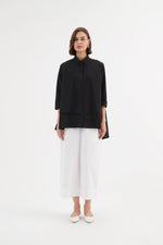 Tirelli Tiered Front Cotton Shirt - Black