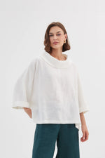 Tirelli Funnel Neck Linen Boxy Top - Various Colours