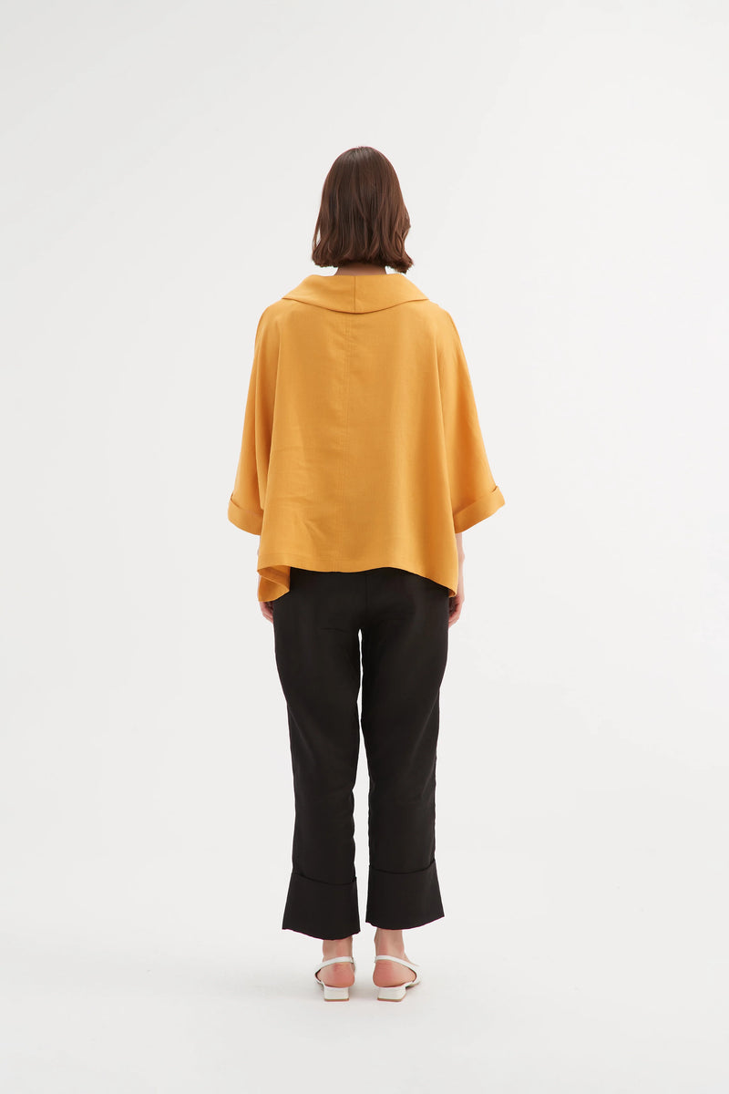 Tirelli Funnel Neck Linen Boxy Top - Various Colours