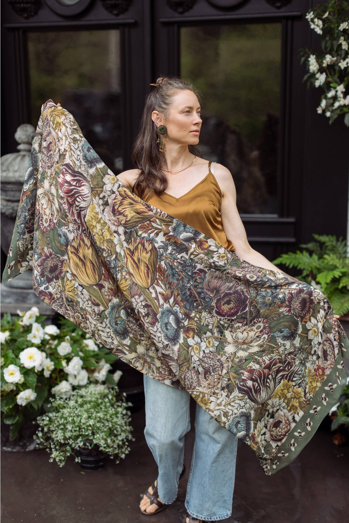 Market Of Stars - Love Grows Wild - Floral Scarf - Bees