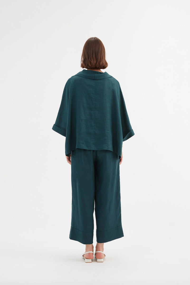 Tirelli Funnel Neck Linen Boxy Top - Various Colours