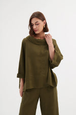 Tirelli Funnel Neck Linen Boxy Top - Various Colours