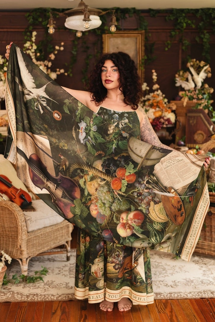 Market Of Stars - Labour of Love - Bohemian Scarf - Florals, Birds & Violin