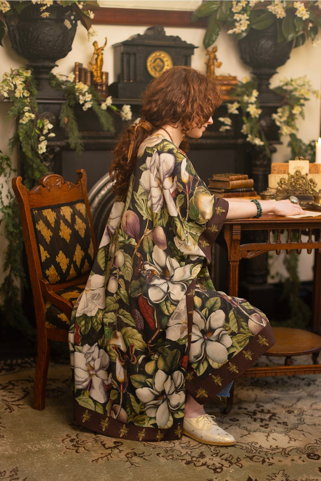 Market Of Stars - Fleur De Lune - Goddess Starduster Duster Kimono - Florals & Bees