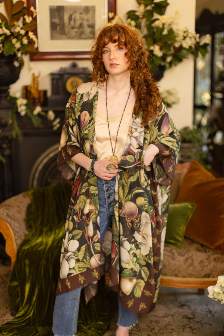Market Of Stars - Fleur De Lune - Goddess Starduster Duster Kimono - Florals & Bees