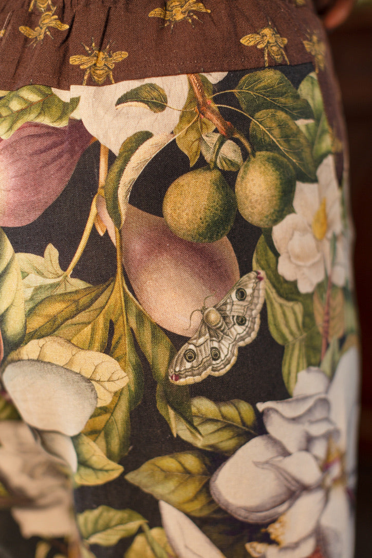 Market of Stars - Fleur De Lune - Linen Cropped Artist Pant - Boho Floral Print