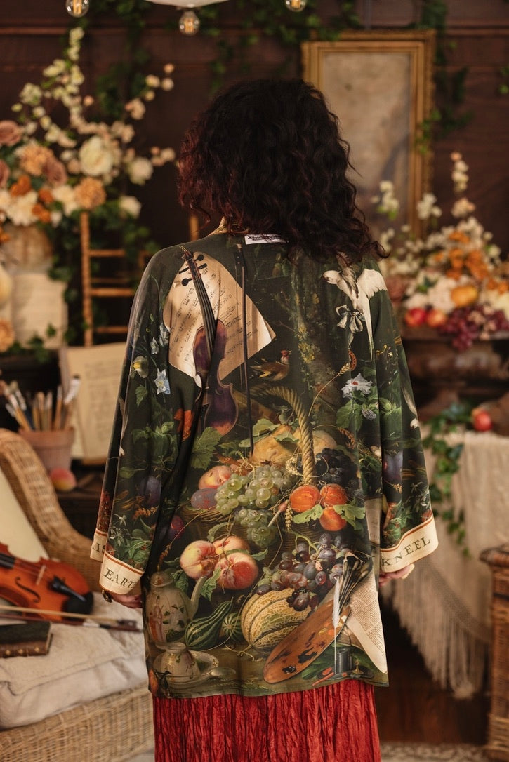 Market Of Stars - Labour of Love - Matinée Cropped Duster Kimono - Florals & Violin