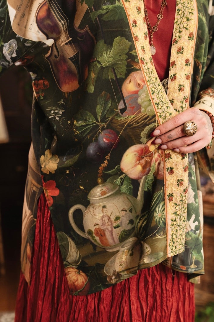 Market Of Stars - Labour of Love - Matinée Cropped Duster Kimono - Florals & Violin