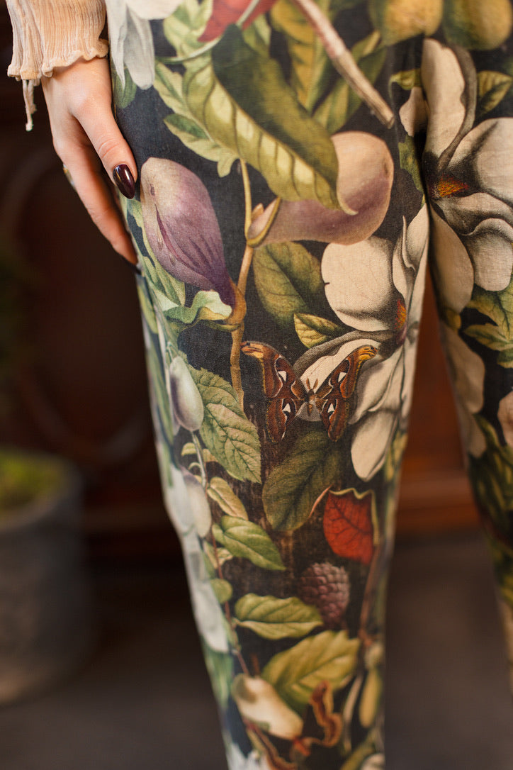 Market of Stars - Fleur De Lune - Linen Cropped Artist Pant - Boho Floral Print