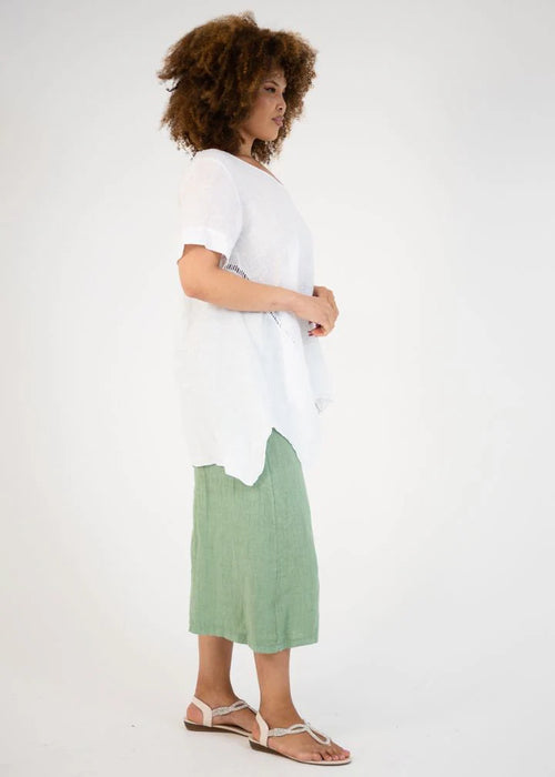 Donna Donna ‘Romio’ Linen Cropped Culottes - Greeny Bay - LAST ONE - Size L/XL