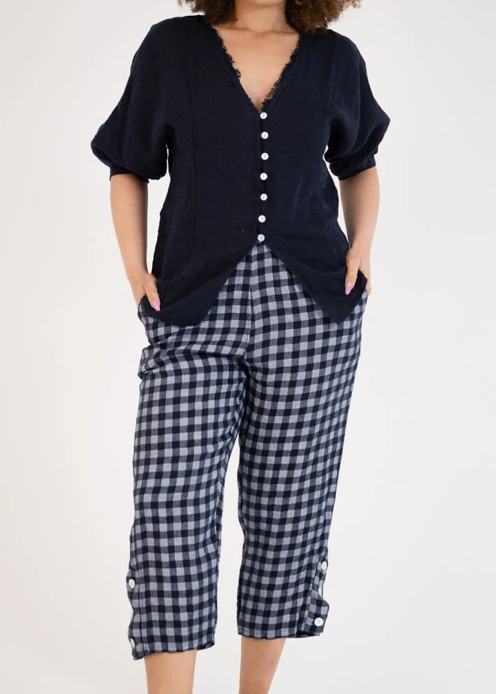 Donna Donna ‘Malto’ Check Pants - Navy