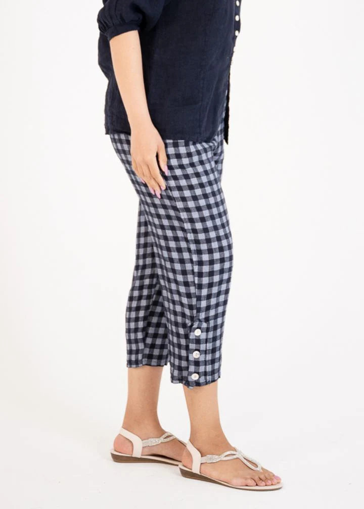 Donna Donna ‘Malto’ Check Pants - Navy